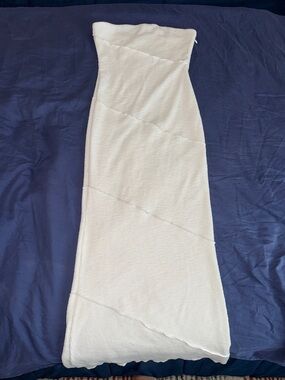 Princess Polly Off-White Strapless Ribbed Maxi Dress